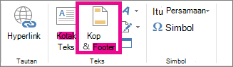 Opsi header & footer pada tab Sisipkan