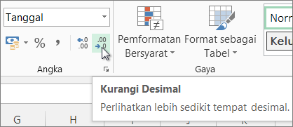 Tombol Kurangi Desimal