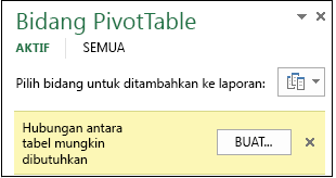 Tombol Buat akan muncul ketika hubungan diperlukan