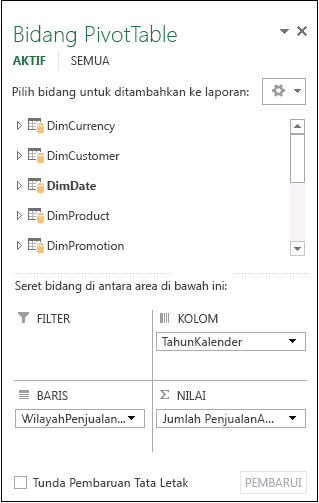 Daftar Bidang PivotTable
