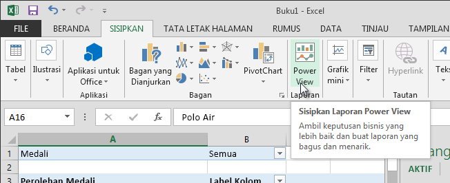 Menyisipkan laporan Power View