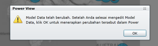 Peringatan yang mengindikasikan bahwa Model Data telah diubah