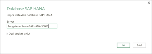 Kotak dialog Database SAP Hana