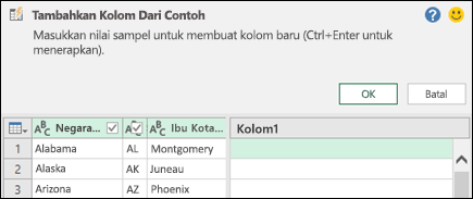 Panel gabungkan kolom dari contoh di Power Query