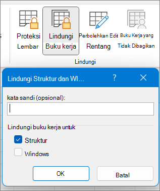 Kotak dialog Lindungi Buku Kerja