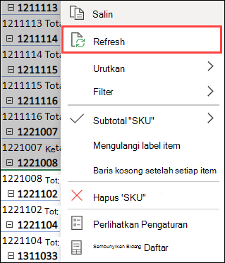 Merefresh PivotTable
