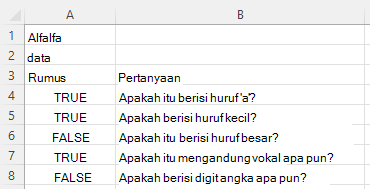 Menggunakan REGEXTEXT untuk menjawab berbagai pertanyaan tentang kata alfalfa