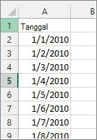Kolom Tanggal di Excel