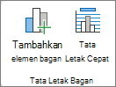 Cuplikan layar yang memperlihatkan grup Tata Letak Bagan dari tab Desain Bagan.