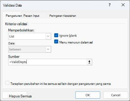 Klik Hapus Semua untuk menghapus daftar menurun