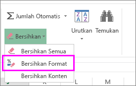 Gunakan tombol Hapus Format untuk menghapus pemformatan