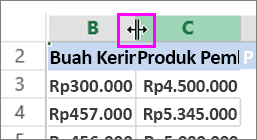 mengubah lebar kolom