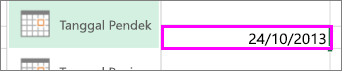 Format tanggal pendek