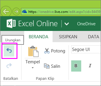 tombol untuk membatalkan tindakan