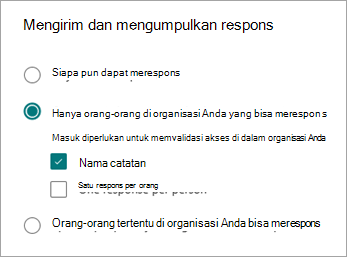 Pilih salah satu dari tiga opsi untuk mengizinkan tipe orang yang berbeda merespons, tergantung pada cara mereka masuk atau tidak.