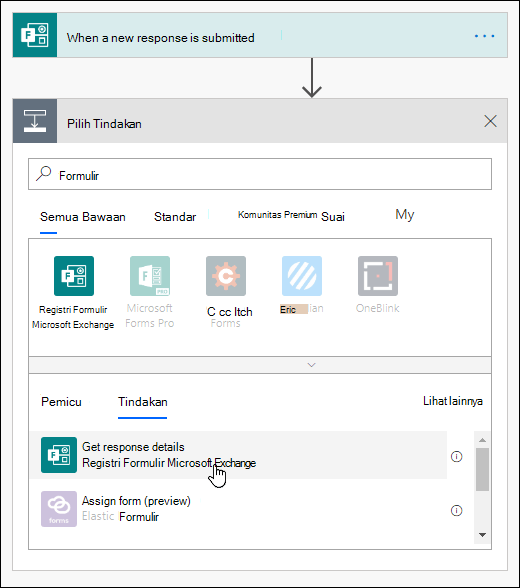 Pilih dapatkan detail respons untuk formulir Anda sebagai tindakan di Power Automate