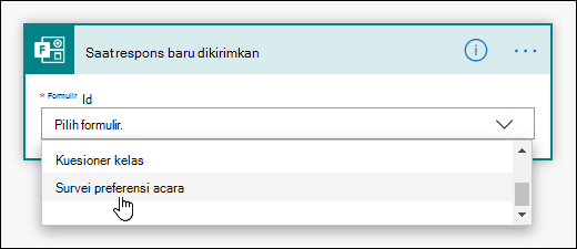 Pilih formulir untuk pemicu Anda di Power Automate