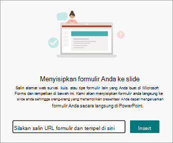 Pilih URL formulir atau kuis yang ingin Anda sisipkan