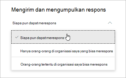 Opsi berbagi untuk Microsoft Forms