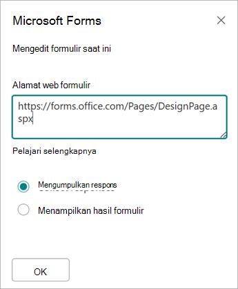 Alamat formulir Anda akan secara otomatis terisi di bidang alamat web Formulir.
