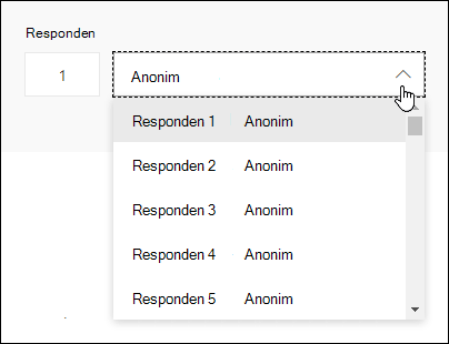 Menampilkan daftar menurun responden di Microsoft Forms