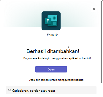 Pilih tempat untuk menggunakan aplikasi Forms