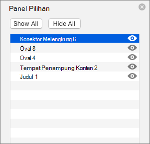 Memperlihatkan Panel Pilihan di PowerPoint 2016 untuk Mac