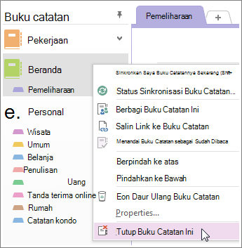 Anda bisa menutup buku catatan jika Anda tidak perlu menggunakannya lagi.