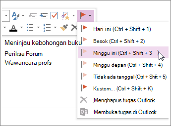 Anda bisa membuat tugas yang bisa Anda lacak di Outlook.