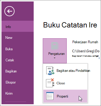 Anda bisa memutakhirkan ke versi terbaru OneNote langsung dari menu File.