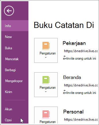 Opsi OneNote
