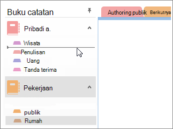 Menyeret bagian dari satu buku catatan ke buku catatan lain