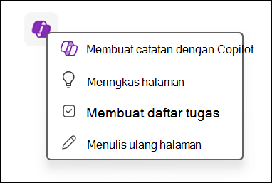Mengakses fitur Copilot di kanvas di OneNote