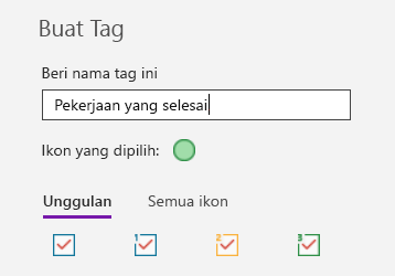 Pembuatan tag kustom di OneNote untuk Windows 10