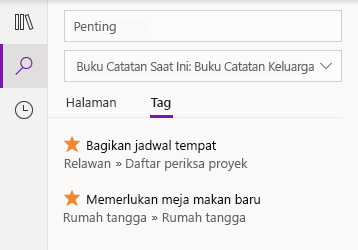 Tag hasil pencarian di OneNote untuk Windows 10