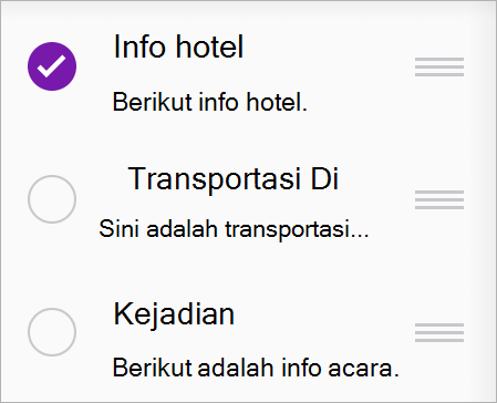 Pilih halaman yang ingin Anda pindahkan atau salin ke bagian lain