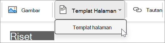 Templat Halaman yang ditemukan di bawah tab Sisipkan