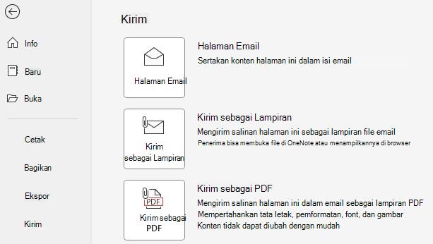 Kirim sebagai Lampiran dan Kirim sebagai PDF.