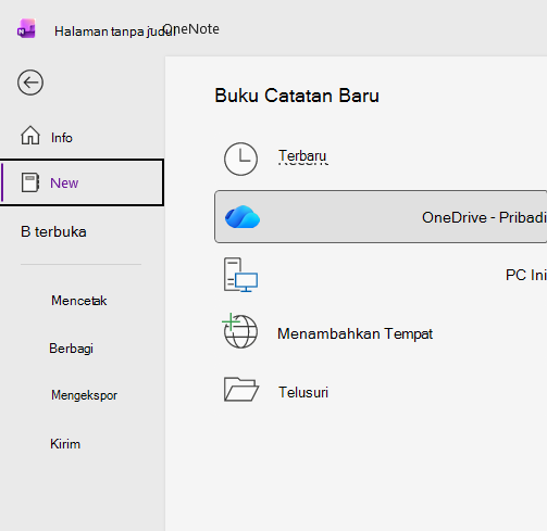 Proses buku catatan baru di OneNote