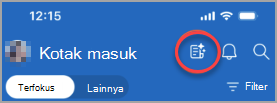 Memperlihatkan ikon di sebelah kiri bel pemberitahuan, yang memperlihatkan email atau email berprioritas tinggi yang memerlukan balasan.