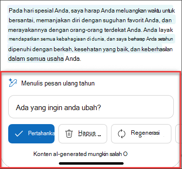 Beberapa Teks setelah pertimbangan yang cermat dari draf email menggunakan Copilot di iOS dan Android