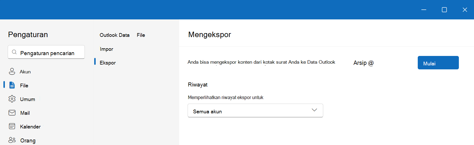 Mengekspor file .pst di Outlook untuk Windows baru