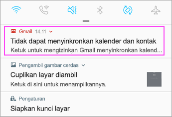 Membuka bilah pemberitahuan
