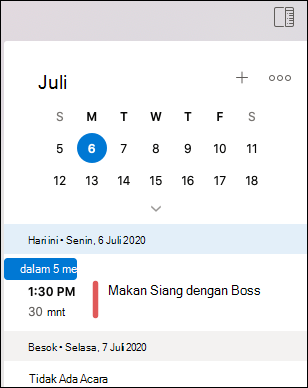 Menu Hari Saya untuk Outlook Mac.