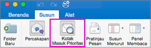 Tombol Kotak Masuk Prioritas pada tab Susun di pita