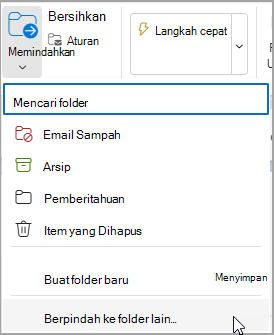 Pilih Pindahkan dan pilih folder untuk memindahkan pesan Anda.