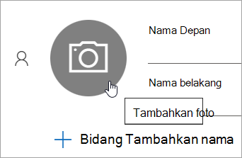 Cuplikan layar memperlihatkan opsi untuk menambahkan foto untuk kontak
