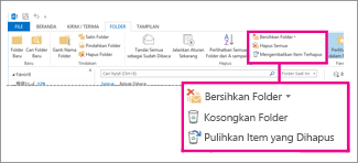 Perintah Kosongkan Folder pada pita