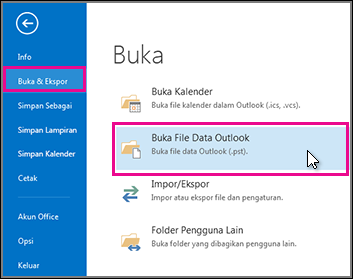 Membuka file data Outlook