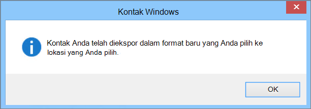Anda akan melihat pesan akhir bahwa kontak Anda telah diekspor ke file csv.
